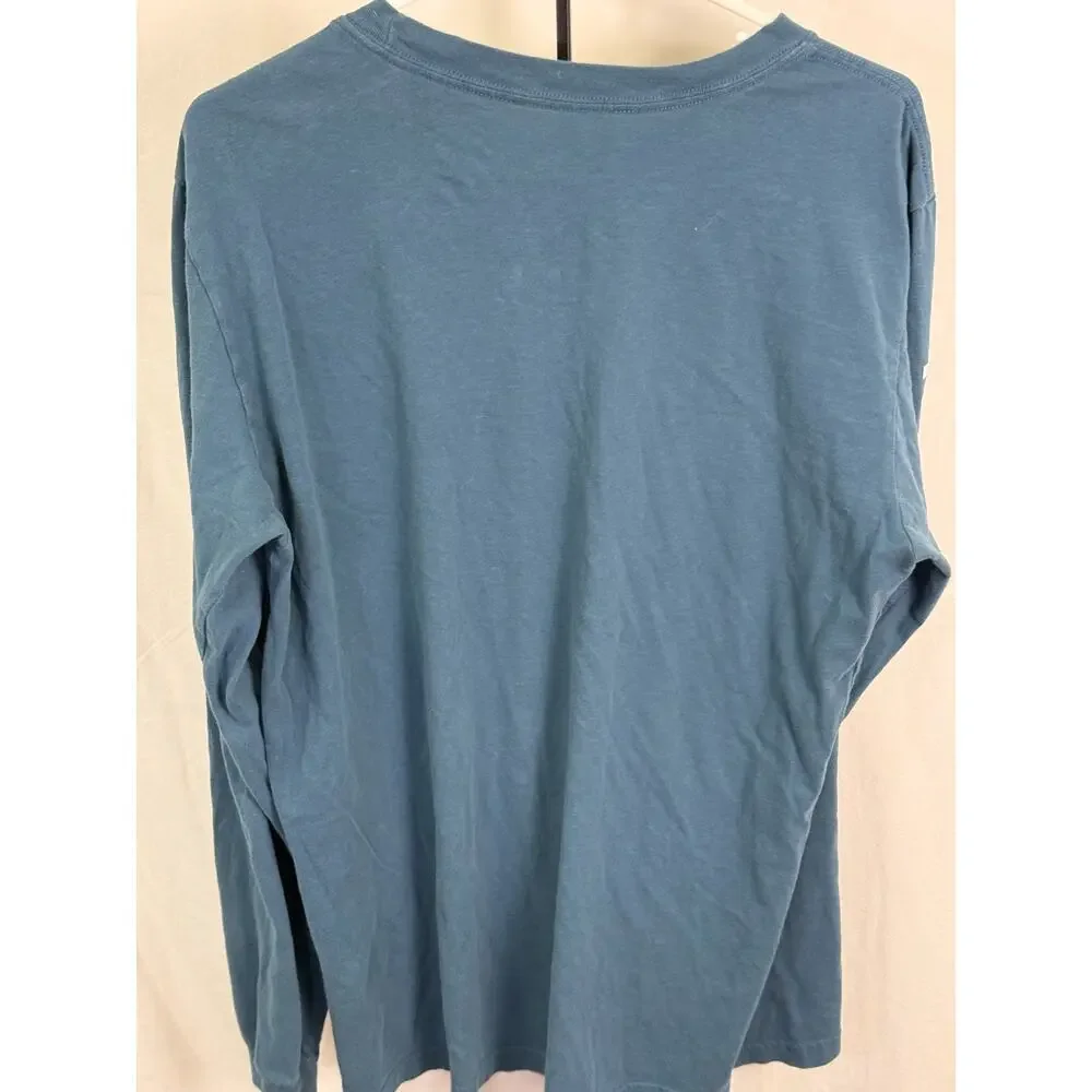 The North Face Blue Long Sleeve Logo Graphic Tee Outdoor Casual Shirt M